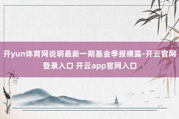 开yun体育网说明最新一期基金季报裸露-开云官网登录入口 开云app官网入口