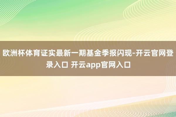 欧洲杯体育证实最新一期基金季报闪现-开云官网登录入口 开云app官网入口