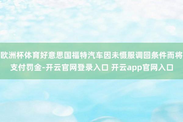 欧洲杯体育好意思国福特汽车因未慑服调回条件而将支付罚金-开云官网登录入口 开云app官网入口
