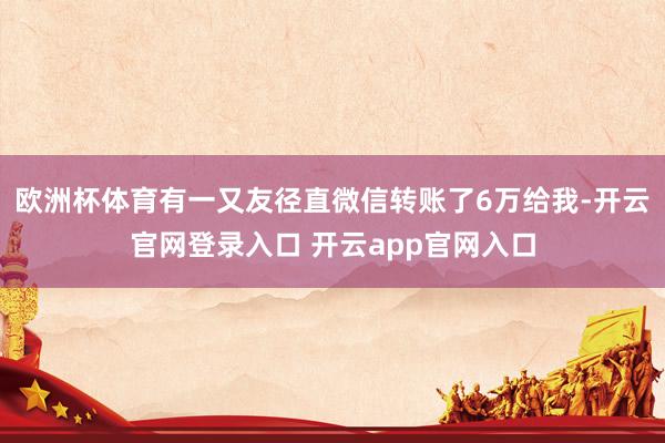 欧洲杯体育有一又友径直微信转账了6万给我-开云官网登录入口 开云app官网入口