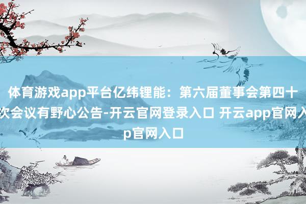 体育游戏app平台亿纬锂能：第六届董事会第四十六次会议有野心公告-开云官网登录入口 开云app官网入口