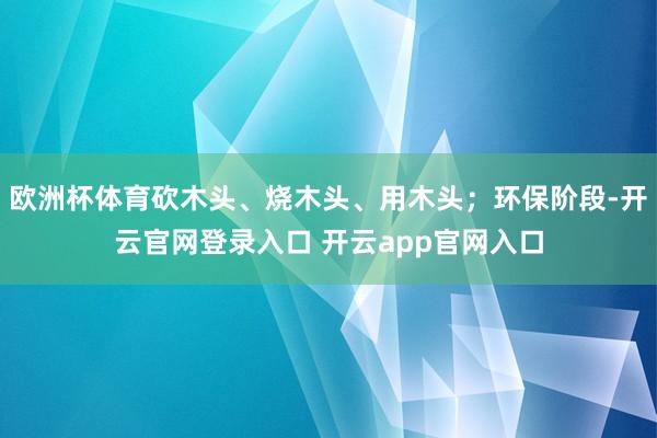 欧洲杯体育砍木头、烧木头、用木头；环保阶段-开云官网登录入口 开云app官网入口