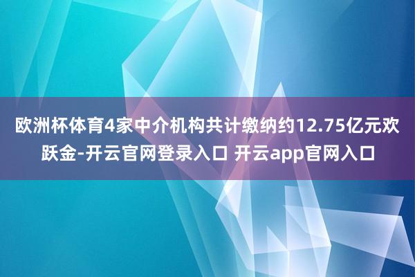 欧洲杯体育4家中介机构共计缴纳约12.75亿元欢跃金-开云官网登录入口 开云app官网入口