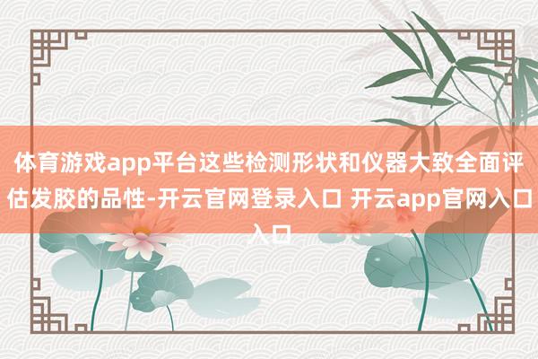 体育游戏app平台这些检测形状和仪器大致全面评估发胶的品性-开云官网登录入口 开云app官网入口