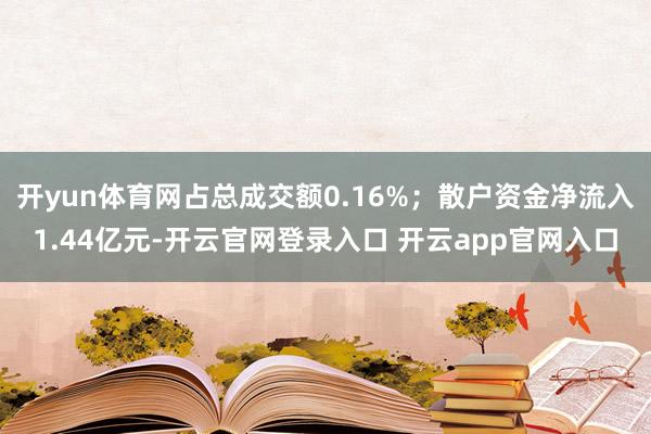 开yun体育网占总成交额0.16%；散户资金净流入1.44亿元-开云官网登录入口 开云app官网入口