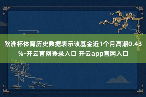 欧洲杯体育历史数据表示该基金近1个月高潮0.43%-开云官网登录入口 开云app官网入口