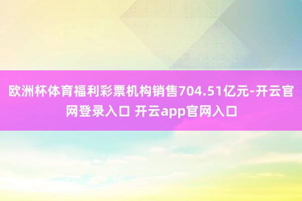 欧洲杯体育福利彩票机构销售704.51亿元-开云官网登录入口 开云app官网入口