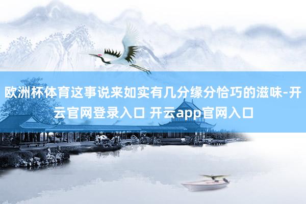 欧洲杯体育这事说来如实有几分缘分恰巧的滋味-开云官网登录入口 开云app官网入口