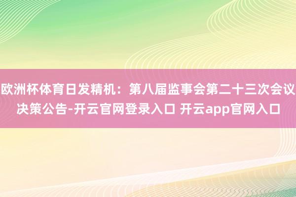 欧洲杯体育日发精机：第八届监事会第二十三次会议决策公告-开云官网登录入口 开云app官网入口
