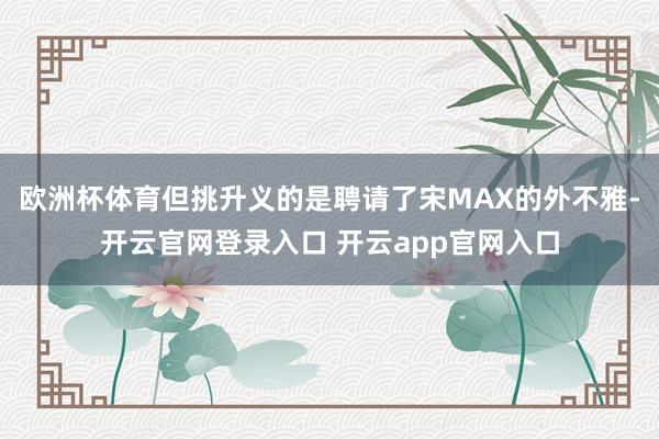 欧洲杯体育但挑升义的是聘请了宋MAX的外不雅-开云官网登录入口 开云app官网入口