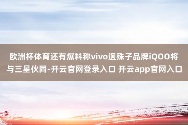 欧洲杯体育还有爆料称vivo迥殊子品牌iQOO将与三星伙同-开云官网登录入口 开云app官网入口