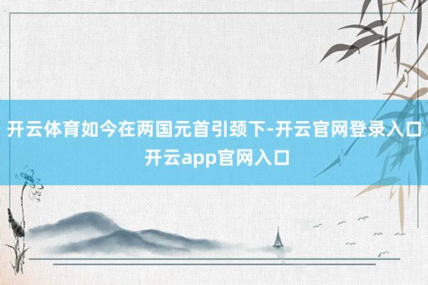 开云体育如今在两国元首引颈下-开云官网登录入口 开云app官网入口