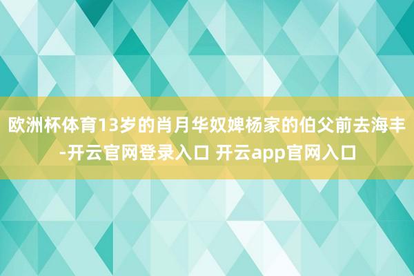 欧洲杯体育13岁的肖月华奴婢杨家的伯父前去海丰-开云官网登录入口 开云app官网入口