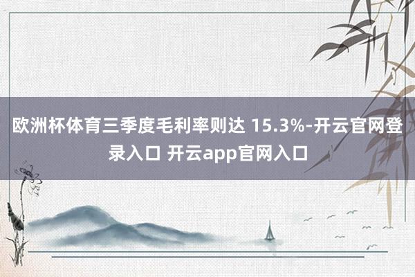 欧洲杯体育三季度毛利率则达 15.3%-开云官网登录入口 开云app官网入口
