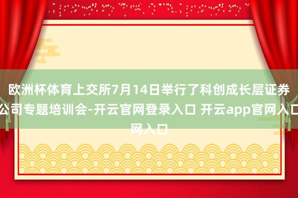 欧洲杯体育上交所7月14日举行了科创成长层证券公司专题培训会-开云官网登录入口 开云app官网入口