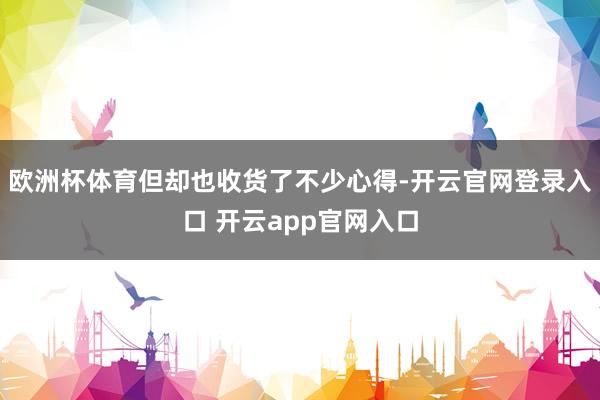 欧洲杯体育但却也收货了不少心得-开云官网登录入口 开云app官网入口