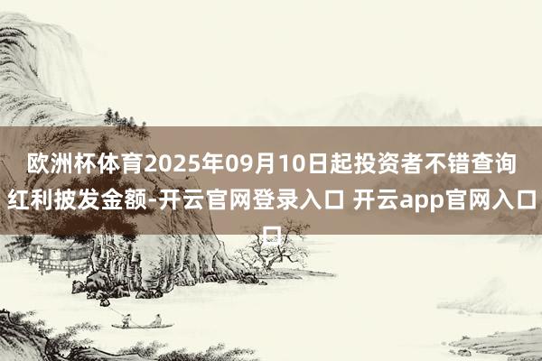 欧洲杯体育2025年09月10日起投资者不错查询红利披发金额-开云官网登录入口 开云app官网入口