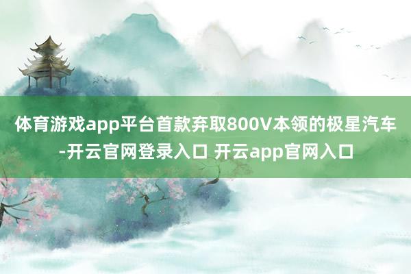 体育游戏app平台首款弃取800V本领的极星汽车-开云官网登录入口 开云app官网入口