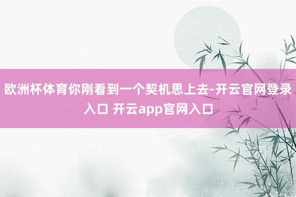 欧洲杯体育你刚看到一个契机思上去-开云官网登录入口 开云app官网入口