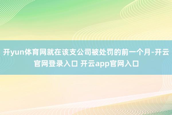 开yun体育网就在该支公司被处罚的前一个月-开云官网登录入口 开云app官网入口
