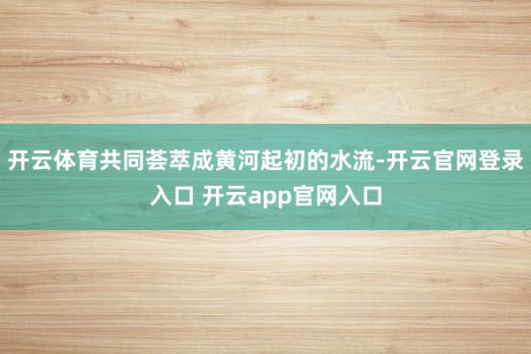 开云体育共同荟萃成黄河起初的水流-开云官网登录入口 开云app官网入口