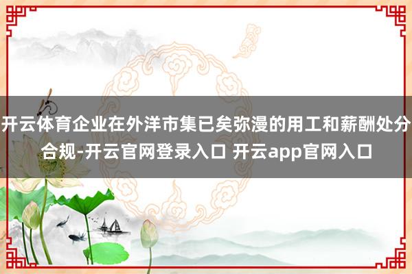 开云体育企业在外洋市集已矣弥漫的用工和薪酬处分合规-开云官网登录入口 开云app官网入口