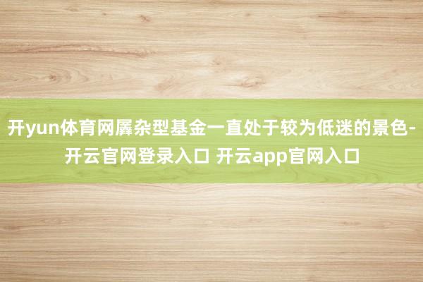开yun体育网羼杂型基金一直处于较为低迷的景色-开云官网登录入口 开云app官网入口