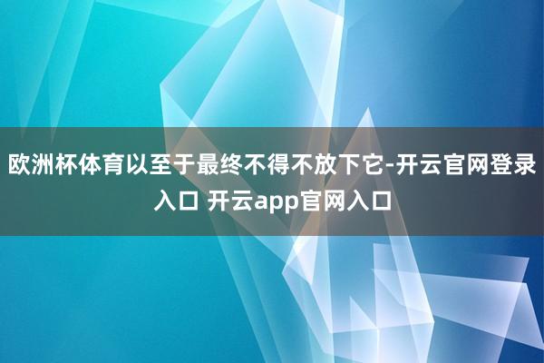 欧洲杯体育以至于最终不得不放下它-开云官网登录入口 开云app官网入口
