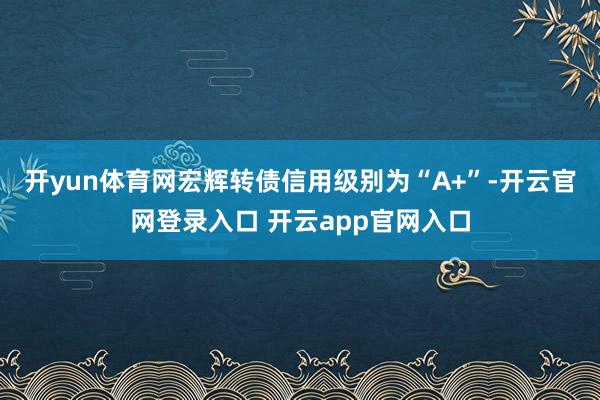 开yun体育网宏辉转债信用级别为“A+”-开云官网登录入口 开云app官网入口