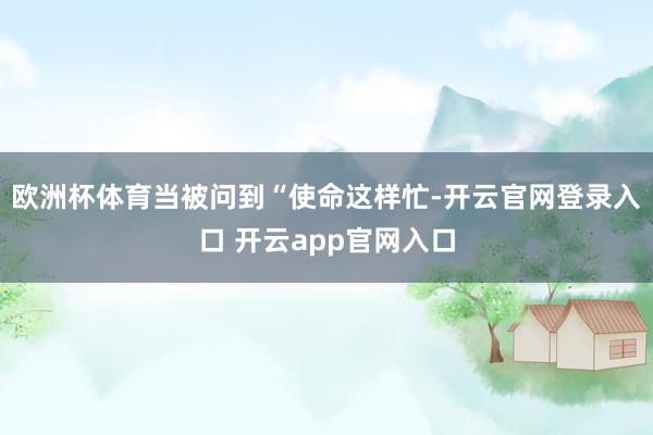 欧洲杯体育当被问到“使命这样忙-开云官网登录入口 开云app官网入口